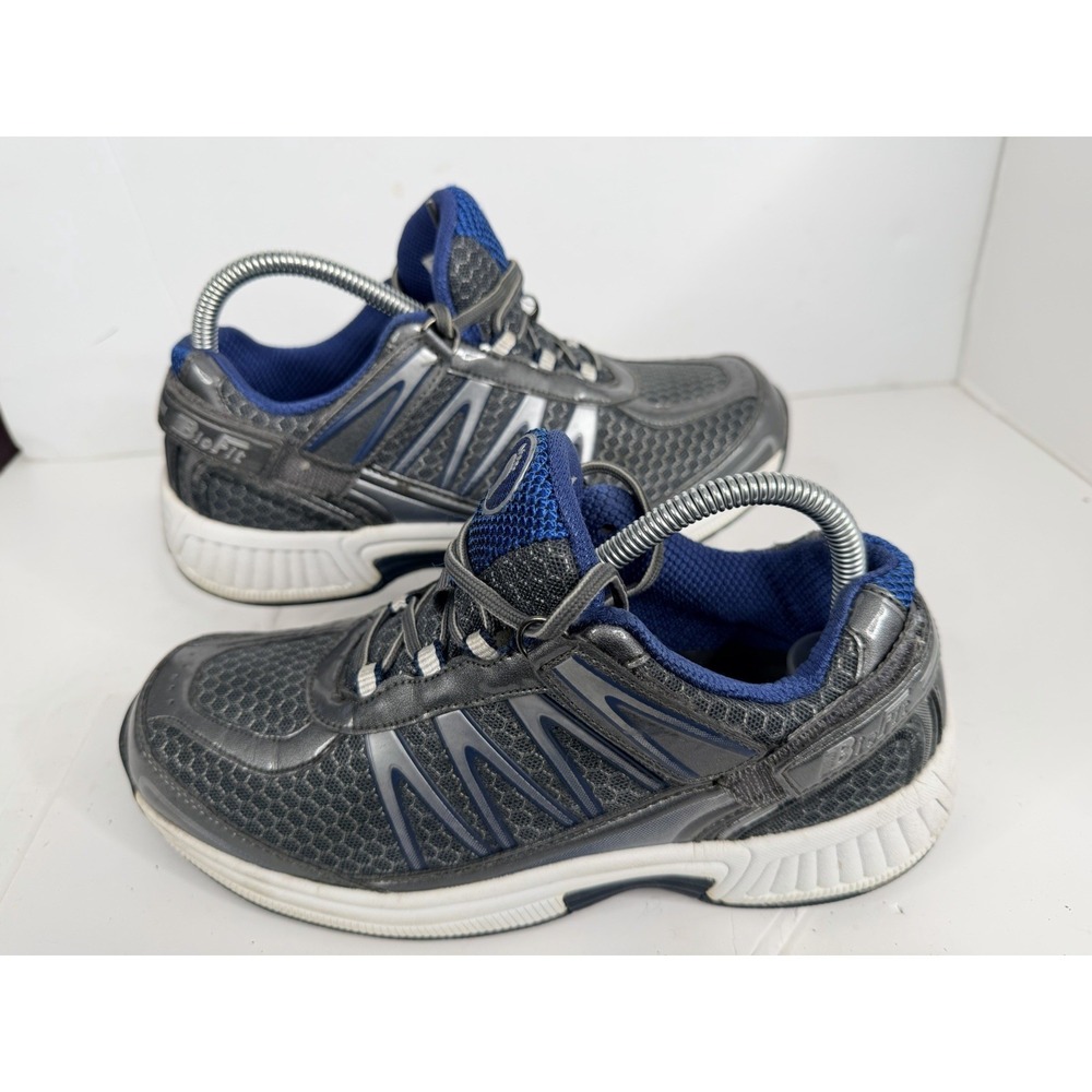 BioFit Mens Walking Shoes Gray Blue Mesh Lace Up Comfort Sneakers Size 7
